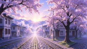 小巷樱花落轨间