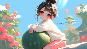 可爱西瓜小女孩