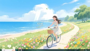海边骑行女孩