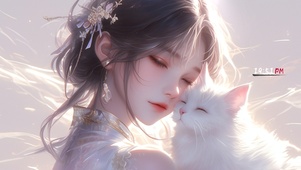 古风美女和可爱猫咪