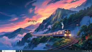 山间晚霞电车