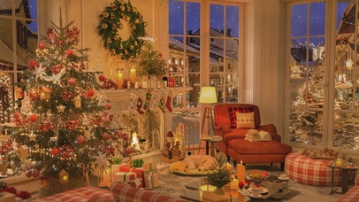 唯美治愈浪漫新年房间雪景