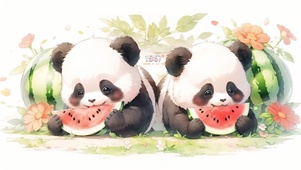 吃西瓜的熊猫