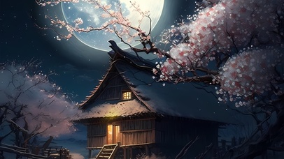 桃花治愈月光小屋