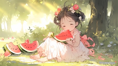 吃西瓜的女孩