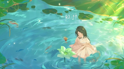 4k 治愈夏日荷花池少女