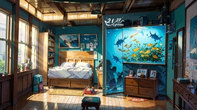 4K治愈水族箱房间