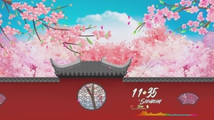 唯美国风花瓣雨城墙