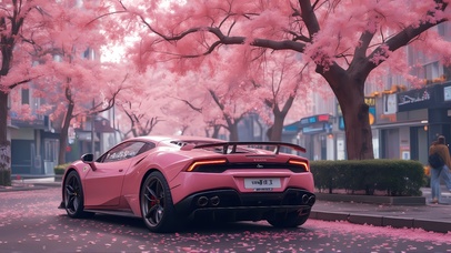 樱花街道跑车