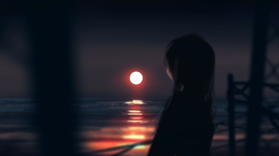 宽屏日落唯美女孩