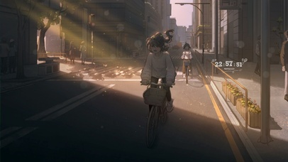 4k 治愈温馨日落单车女孩