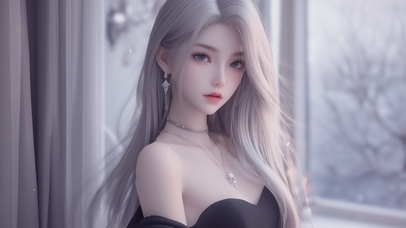 眨眼动态~窗户边可爱女孩