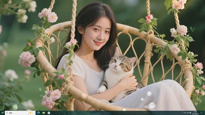 抱着猫咪的恬静女生