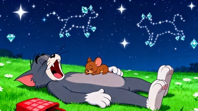 舒适的猫和老鼠