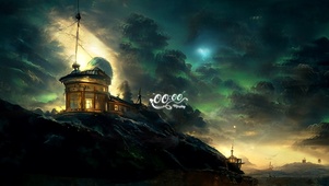 唯美梦幻夜空星云小屋