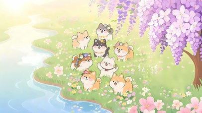 河流边玩耍的狗狗