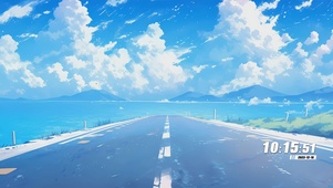 护眼蓝天白云海景