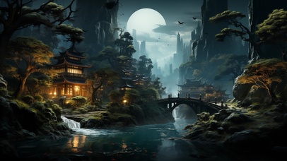 唯美月景 小桥流水人家