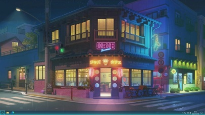 主题 - 赛博朋克风雨天咖啡馆