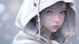 简约帽衫女孩-白