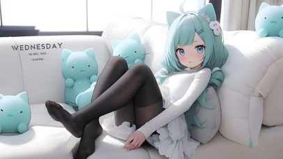 动漫蓝发猫耳萝莉