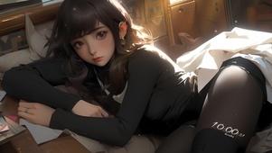 4K 黑发气质美女