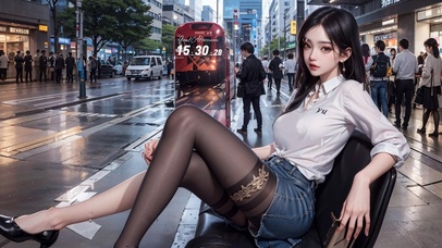 街道旁的长腿黑丝姐姐