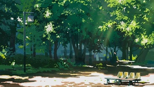 治愈长椅绿树