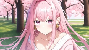樱花树下粉发女孩