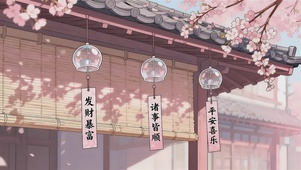 清新街角落樱风铃