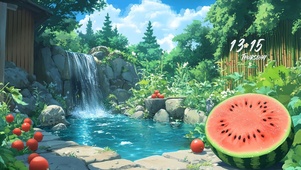 夏日后院池塘