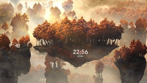 唯美梦幻浮空小岛秋林