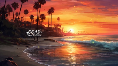 4k 美丽的棕榈日落海边风景