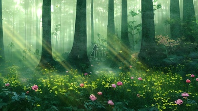 4K唯美治愈清新迷雾森林