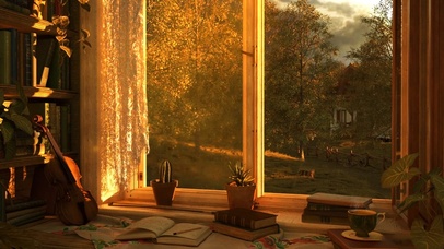 温馨黄昏的书桌前