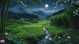 稻浪荷香的乡村秘境