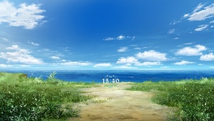 蓝天河流草地