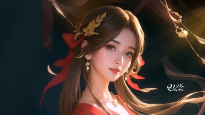 清纯国风红衣少女