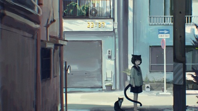 温馨夏日动漫街景