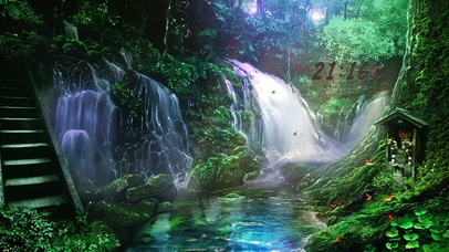 夏日清新山涧瀑布流水