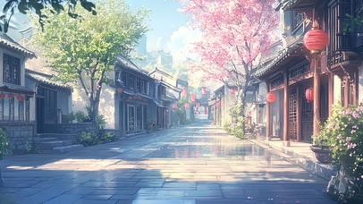 宁静的夏日古镇风景