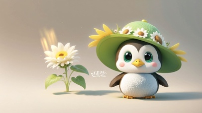 可爱的种花企鹅