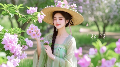 桃花治愈唯美可爱美女