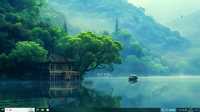 清新白云山水小屋