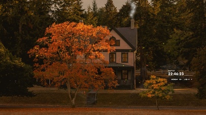 4k  治愈唯美秋季小镇