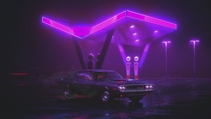 雨夜加油站旁的跑车（4K）