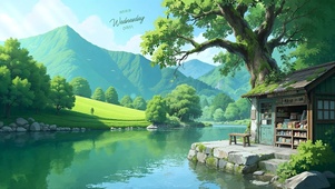 青山绿水旁的乡村小铺