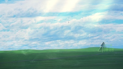 护眼蓝天白云草地