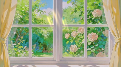玫瑰绿植治愈窗景