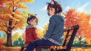 初秋公园小猫女